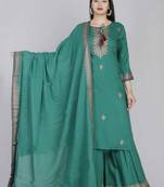 Green pakistani readymade salwar kameez set