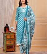 Red color printed straight kurti pant set for women