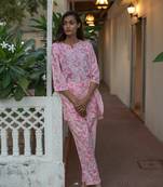 Pink embroidered cotton co-ord set