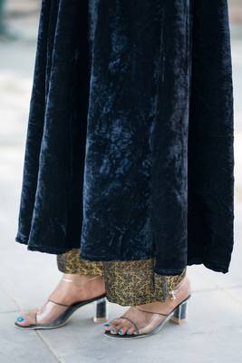 Velvet anarkali kurta with beautiful banarasi-brocades plazzo set 4
