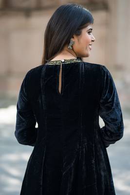 Velvet anarkali kurta with beautiful banarasi-brocades plazzo set 5