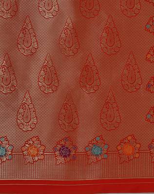 Dark pink banarasi silk blend saree with zari woven Work 5