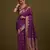 Dark violet banarasi silk blend saree with zari woven work