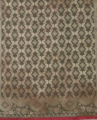 Pink banarasi silk blend saree with zari woven work 5