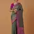 Olive banarasi silk blend saree with zari woven work