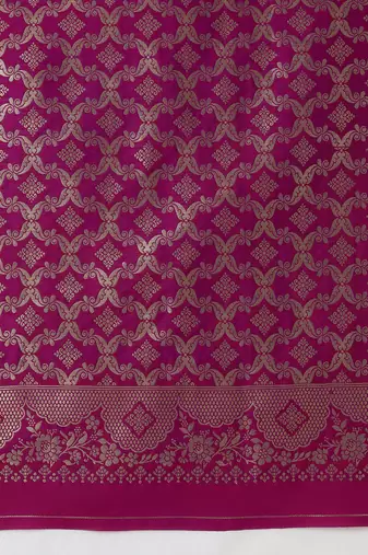 Olive banarasi silk blend saree with zari woven work