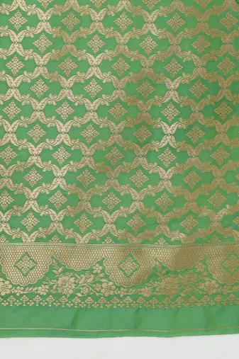 Yellow banarasi silk blend saree with zari woven work