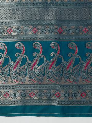 Dark purple banarasi silk blend saree with paisley zari pallu 5