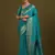 Cyan banarasi silk blend zari woven saree