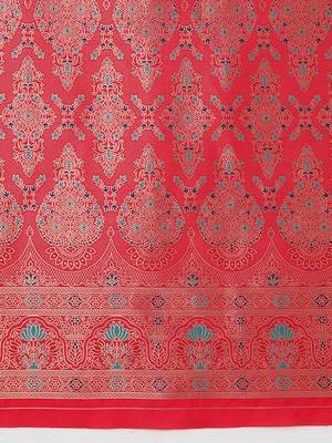 Hot pink banarasi silk blend zari woven saree 5