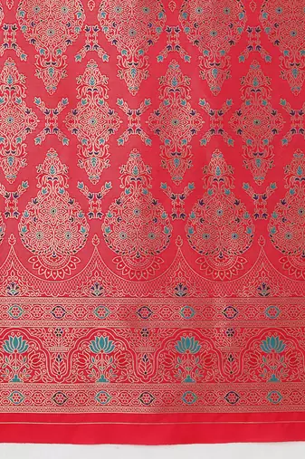 Hot pink banarasi silk blend zari woven saree