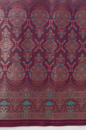 Dark purple banarasi silk blend zari woven saree