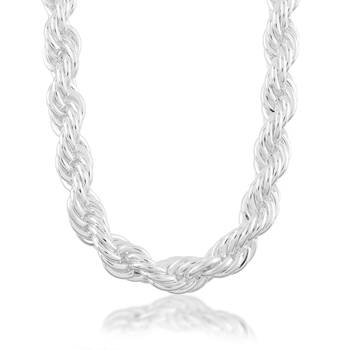 Brass anti tarnish silver Plated thick heavy rope design necklace chain 1