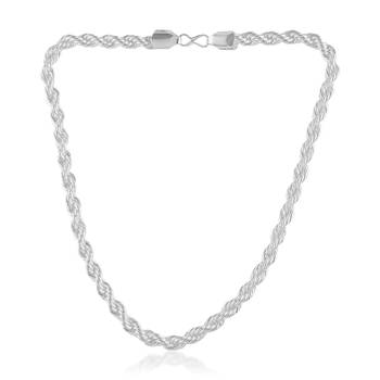 Brass anti tarnish silver Plated thick heavy rope design necklace chain 2