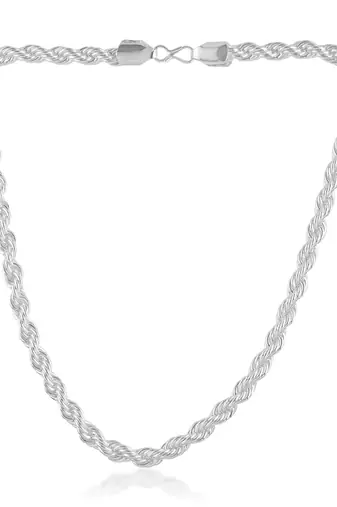 Brass anti tarnish silver Plated thick heavy rope design necklace chain