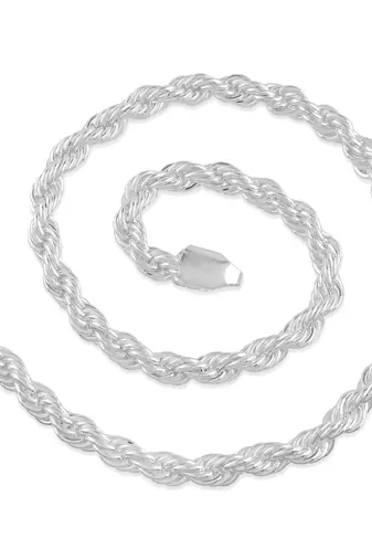 Brass anti tarnish silver Plated thick heavy rope design necklace chain