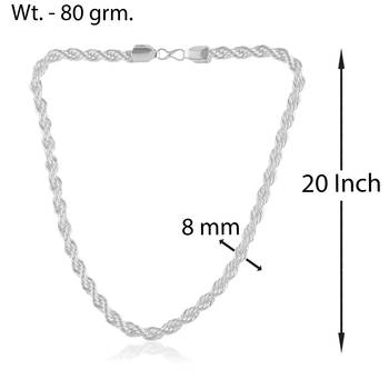 Brass anti tarnish silver Plated thick heavy rope design necklace chain 4