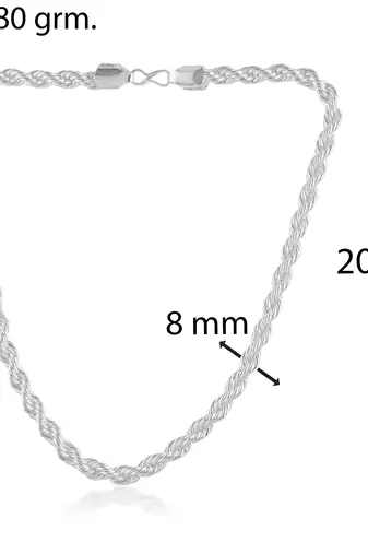 Brass anti tarnish silver Plated thick heavy rope design necklace chain