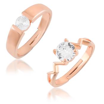 Brass rose gold,Plated valentines finger ring combo for him and her 1