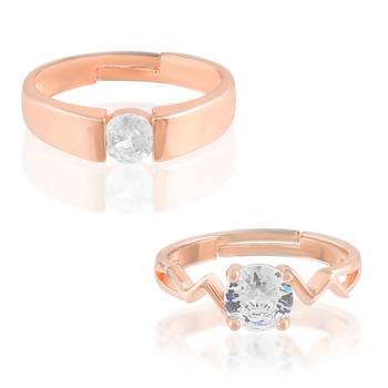 Brass rose gold,Plated valentines finger ring combo for him and her 2