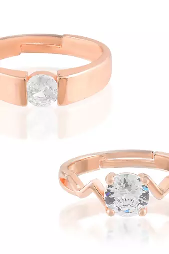 Brass rose gold,Plated valentines finger ring combo for him and her