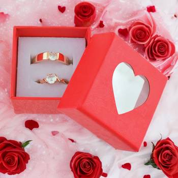 Brass rose gold,Plated valentines finger ring combo for him and her 3