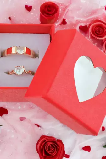 Brass rose gold,Plated valentines finger ring combo for him and her