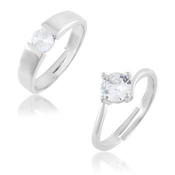 Brass silver plated valentines finger ring combo for him and her 1