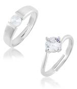 Brass silver plated valentines finger ring combo for him and her