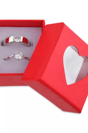 Brass silver plated valentines finger ring combo for him and her
