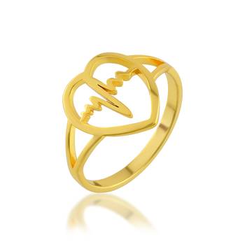 Brass gold plated love pulse in heart valentines finger ring 1
