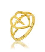 Brass gold plated love pulse in heart valentines finger ring