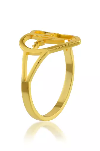 Brass gold plated love pulse in heart valentines finger ring