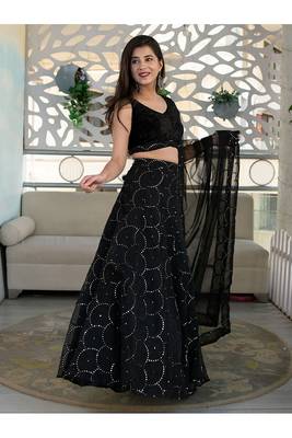 Fabulous Black Embroidered Orgenza Net Festive Wear Lehenga Choli Set   2