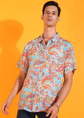 Men's polyester floral printed regular shirt (multi) 1