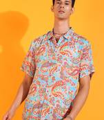 Men's polyester floral printed regular shirt (multi)