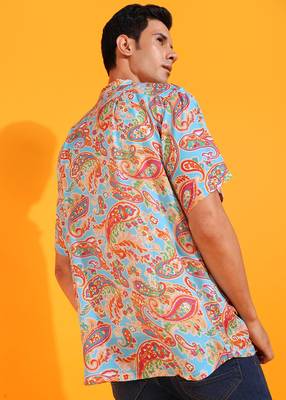 Men's polyester floral printed regular shirt (multi) 2