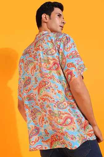 Men's polyester floral printed regular shirt (multi)