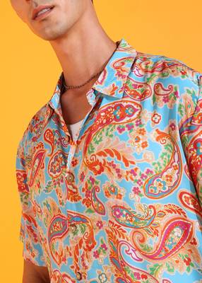 Men's polyester floral printed regular shirt (multi) 5