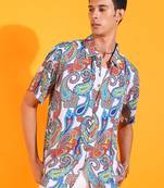 Men's polyester abstract printed regular shirt (multi)
