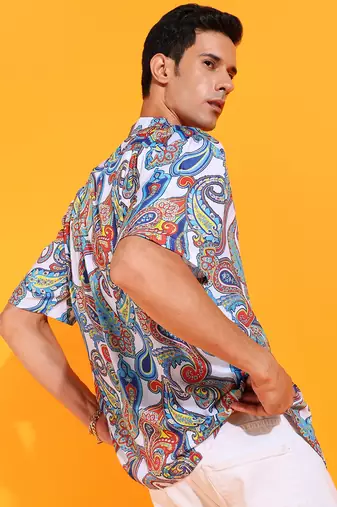 Men's polyester abstract printed regular shirt (multi)