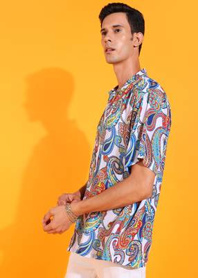 Men's polyester abstract printed regular shirt (multi) 3