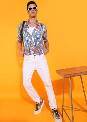 Men's polyester abstract printed regular shirt (multi) 4