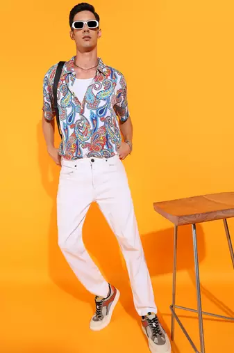 Men's polyester abstract printed regular shirt (multi)