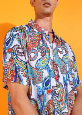 Men's polyester abstract printed regular shirt (multi) 5