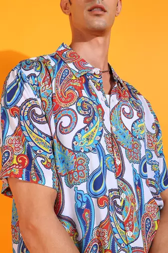 Men's polyester abstract printed regular shirt (multi)