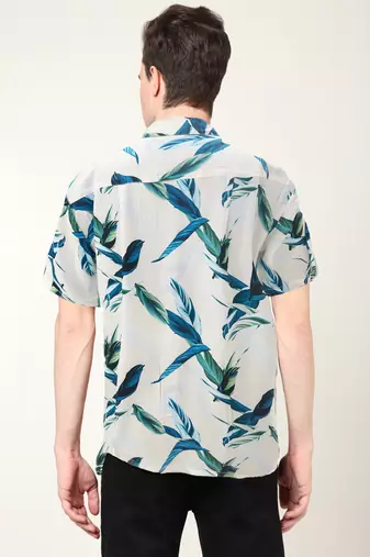Men's polyester tropical printed regular shirt (multi)