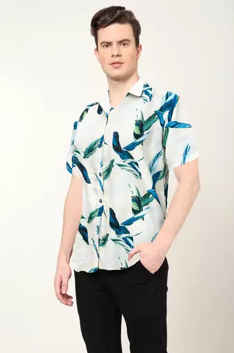 Men's polyester tropical printed regular shirt (multi)