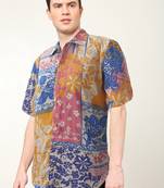 Men's polyester floral printed regular shirt (multi)