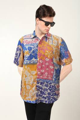 Men's polyester floral printed regular shirt (multi) 2